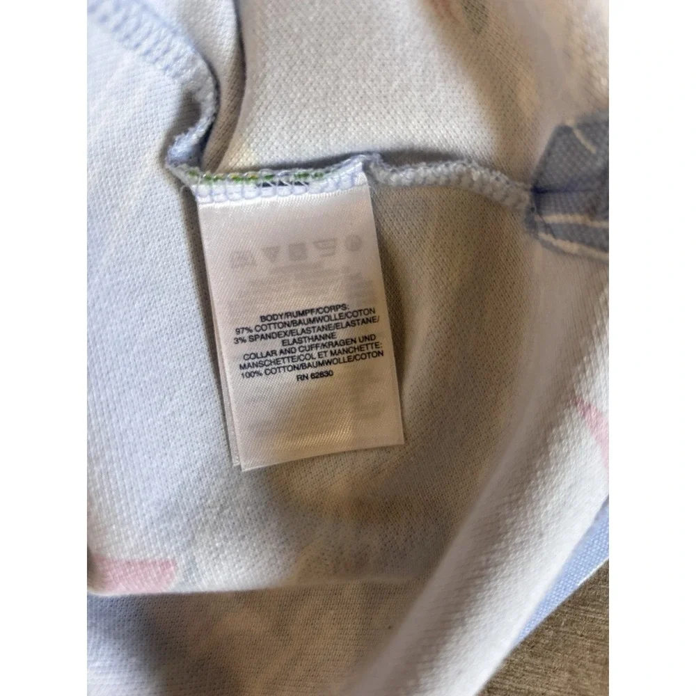 Lands End Shirt Women S Blue Sailboat‎ Palm AOP Short Sleeve Stretch Golf Polo